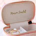 Marie effet lin - Rose - Mini boîte à bijoux de voyage