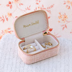 Marie effet lin - Rose - Mini boîte à bijoux de voyage