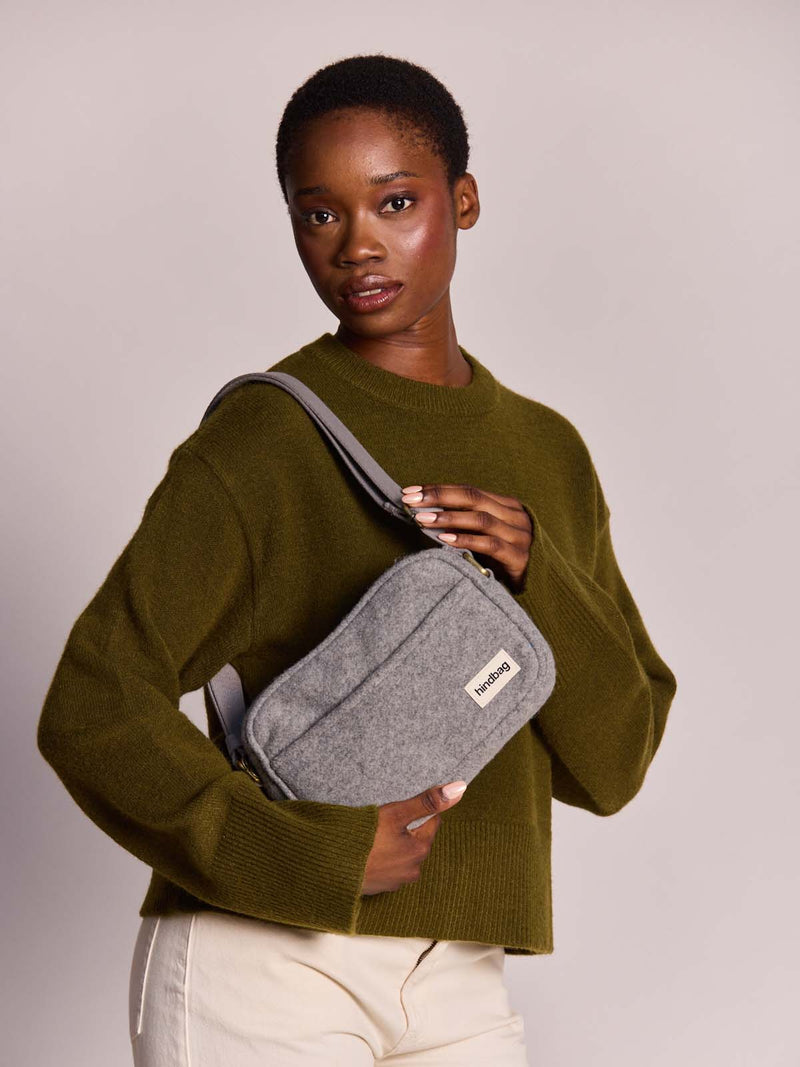 Nino - Sac bandoulière - effet lainé grise
