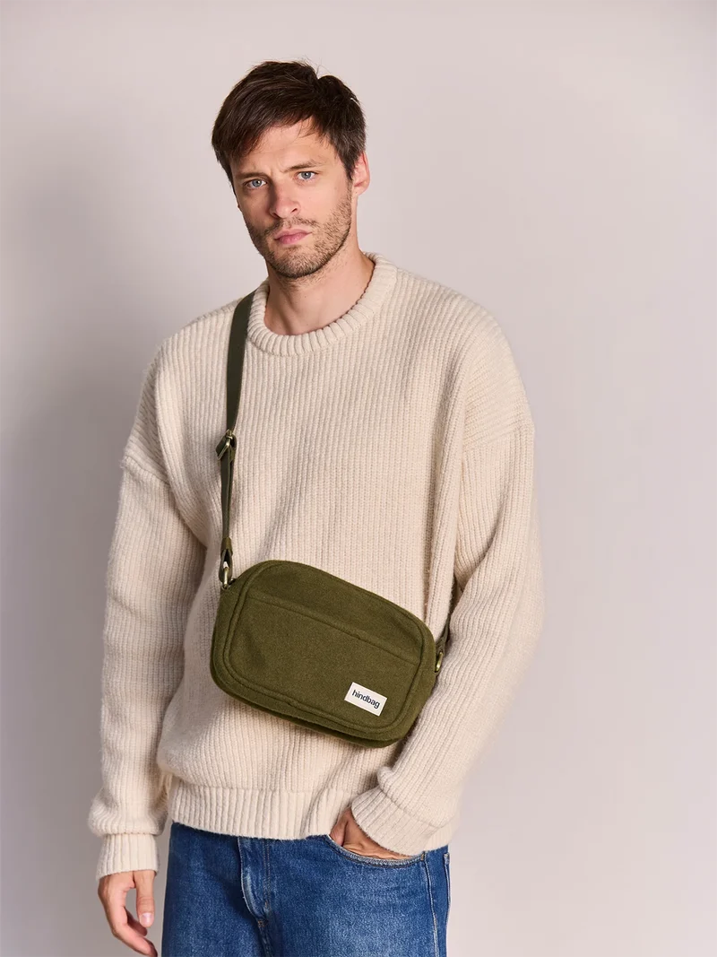 Nino - Sac bandoulière - effet lainé kaki