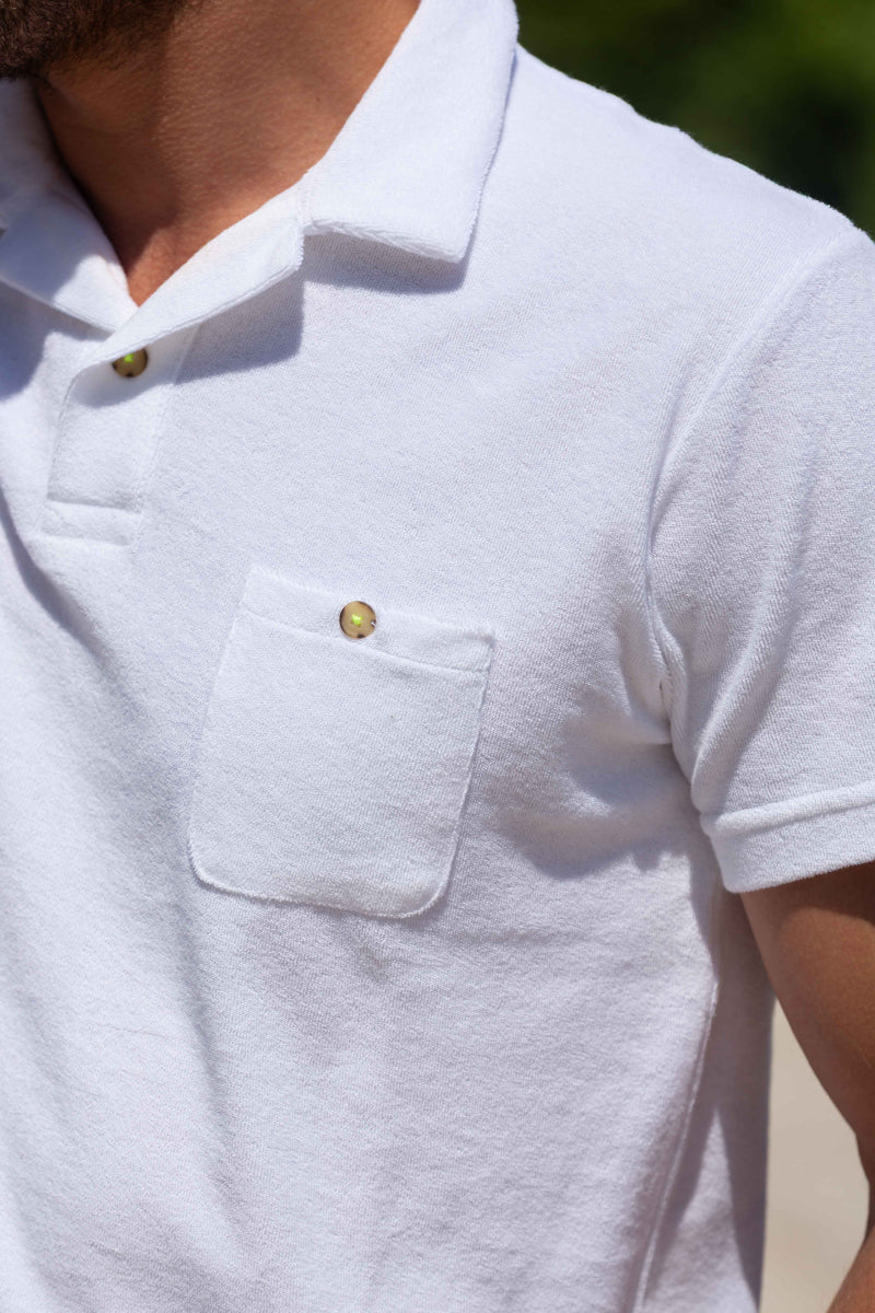 Polo - Blanc en coton éponge