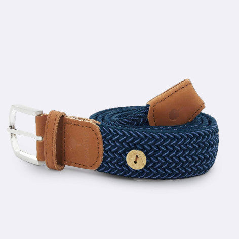 NAV42 - Ceinture bleu foncé & blanc polyester recyclé - modèle Belt