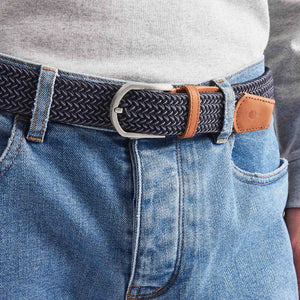 NAV42 - Ceinture bleu foncé & blanc polyester recyclé - modèle Belt