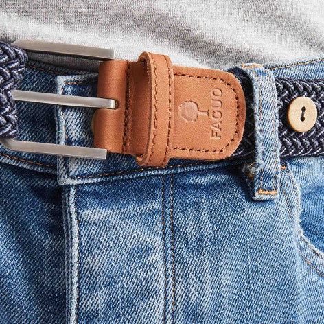 NAV42 - Ceinture bleu foncé & blanc polyester recyclé - modèle Belt