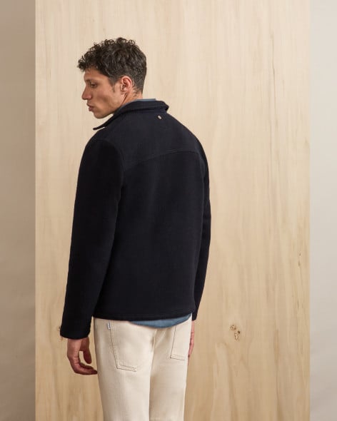 LORGE - Veste en laine bleu marine