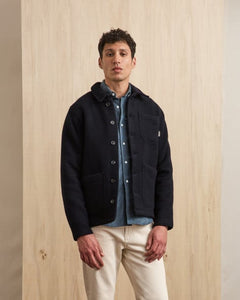 LORGE - Veste en laine bleu marine