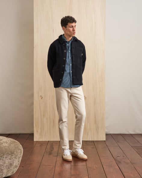 LORGE - Veste en laine bleu marine