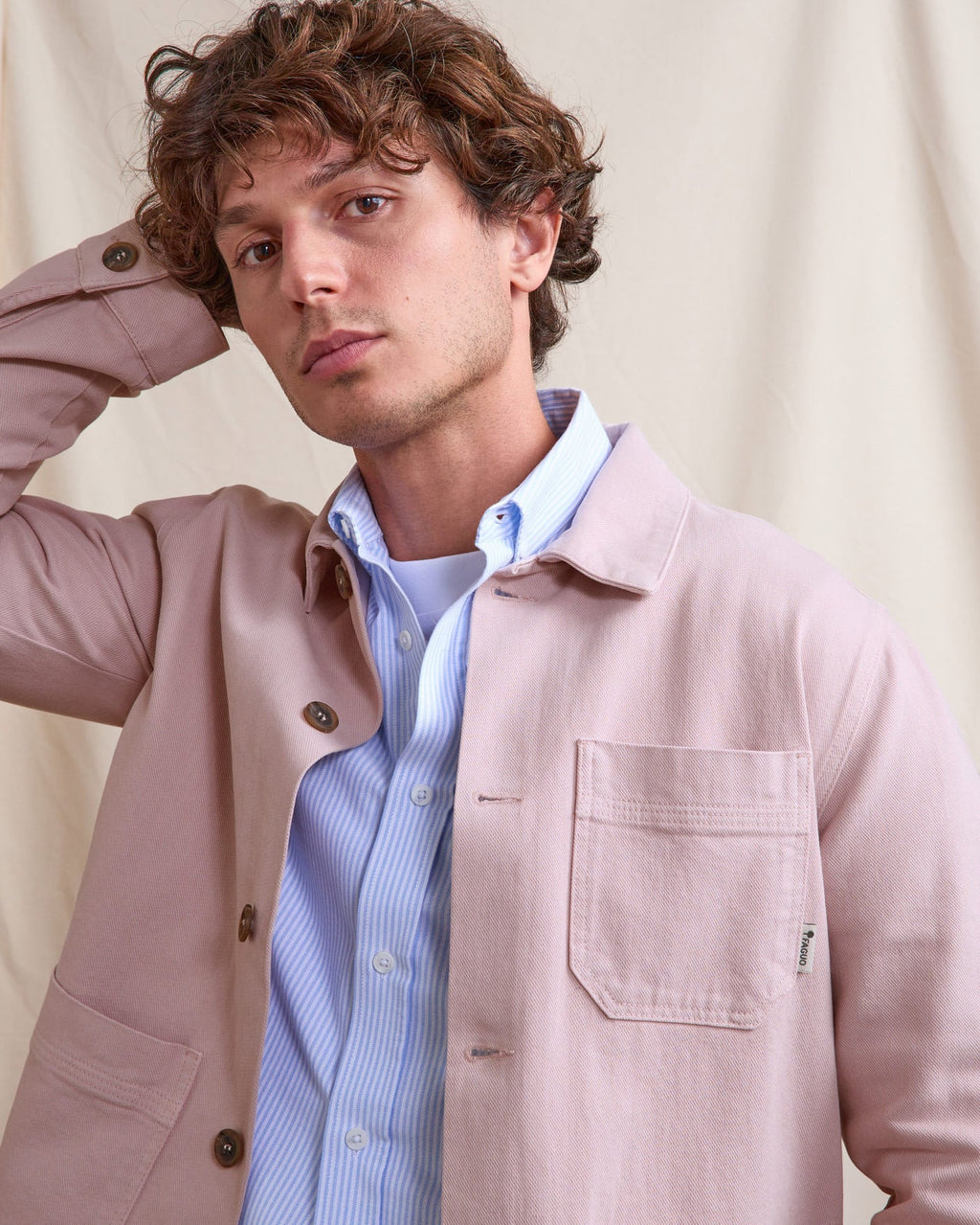 LORGE - Veste en coton rose grisé - Mixte