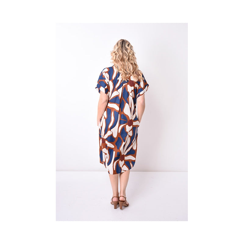 67957 - Robe Chemisier Coton avec Ceinture - 0555 Bleu Foncé