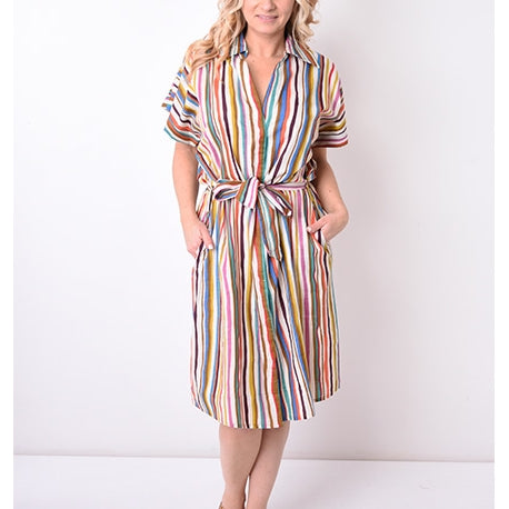67957 - Robe Chemisier Coton avec Ceinture - 0823 VERT CLAIR