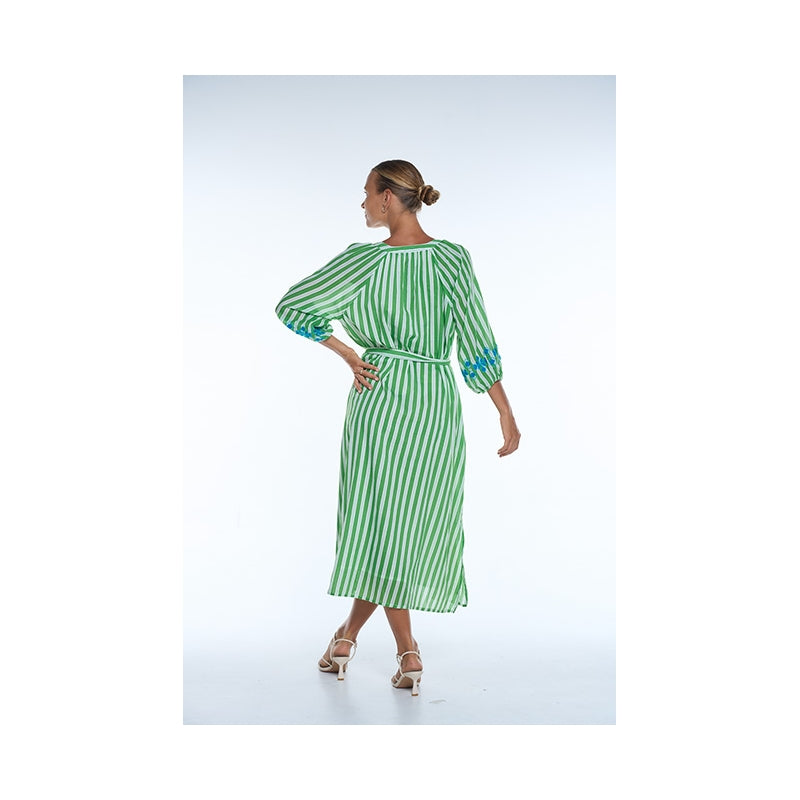 68009 - Robe Coton Double Poches Cote Brodee - 0800 Vert