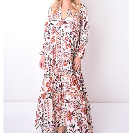 67962 - Robe Longue Col Mao - 0712 Marron Clair