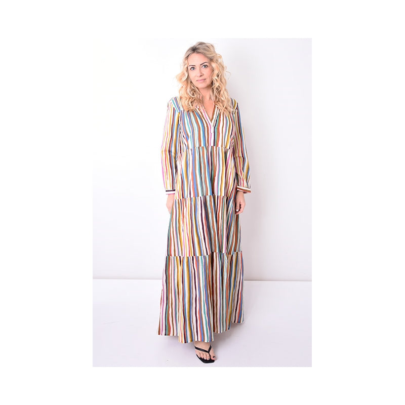 67962 - Robe Longue Col Mao - 10823 vert Claire