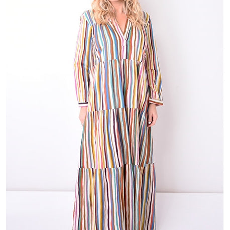 67962 - Robe Longue Col Mao - 10823 vert Claire