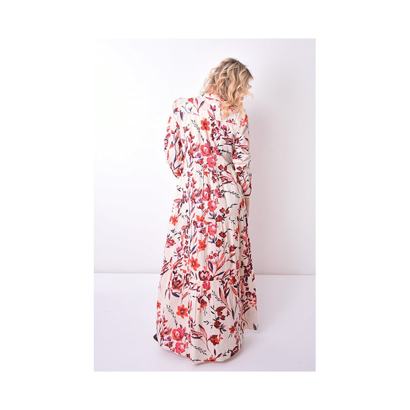 67962 - Robe Longue Col Mao - 0601 Rouge Clair
