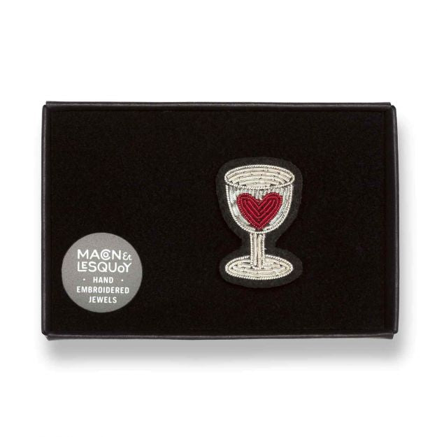 Broche - Verre Coeur Rouge