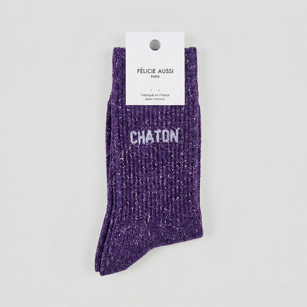 Chaton - Chaussettes paillettes - Violet