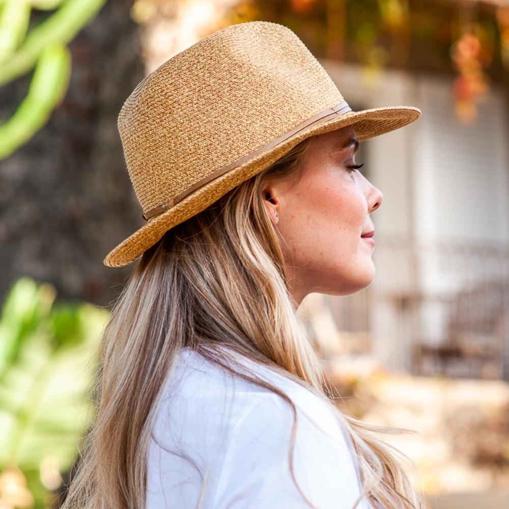 Chapeau Papier et Lien Cuir - Havane