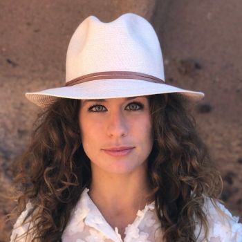 Chapeau Papier et Lien Cuir - Rose Poudre