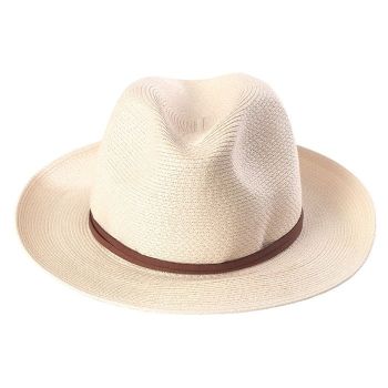 Chapeau Papier et Lien Cuir - Rose Poudre