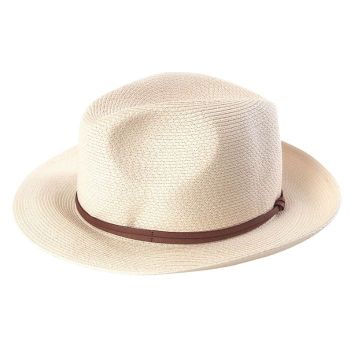 Chapeau Papier et Lien Cuir - Rose Poudre