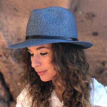 Chapeau Papier et Lien Cuir - Denim