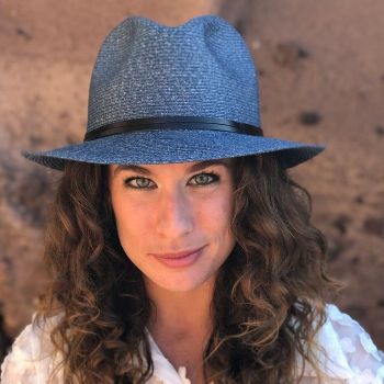 Chapeau Papier et Lien Cuir - Denim