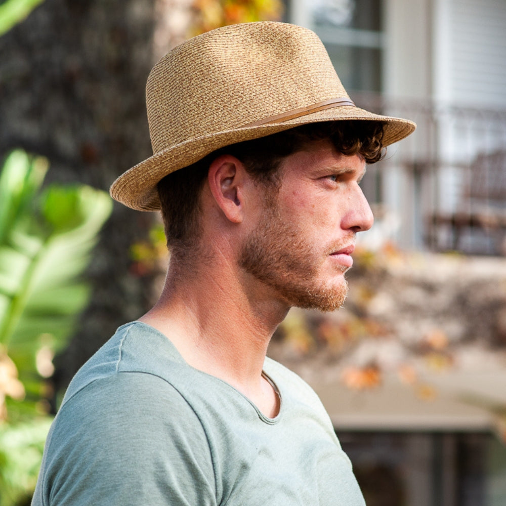 Chapeau Papier et Lien Cuir - Havane