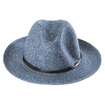 Chapeau Papier et Lien Cuir - Denim