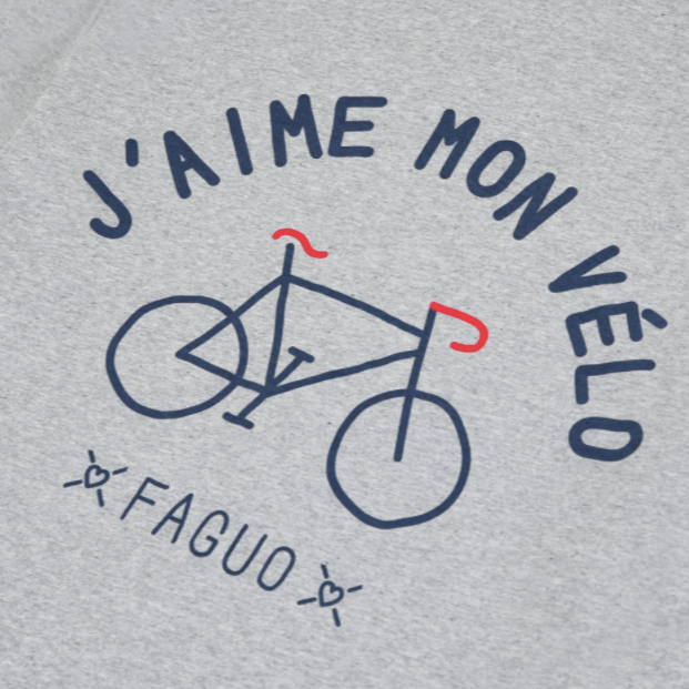 T-shirt en coton gris "J'aime mon vélo"