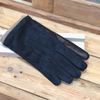 Gants Homme en Cuir bi-matière - Bleu