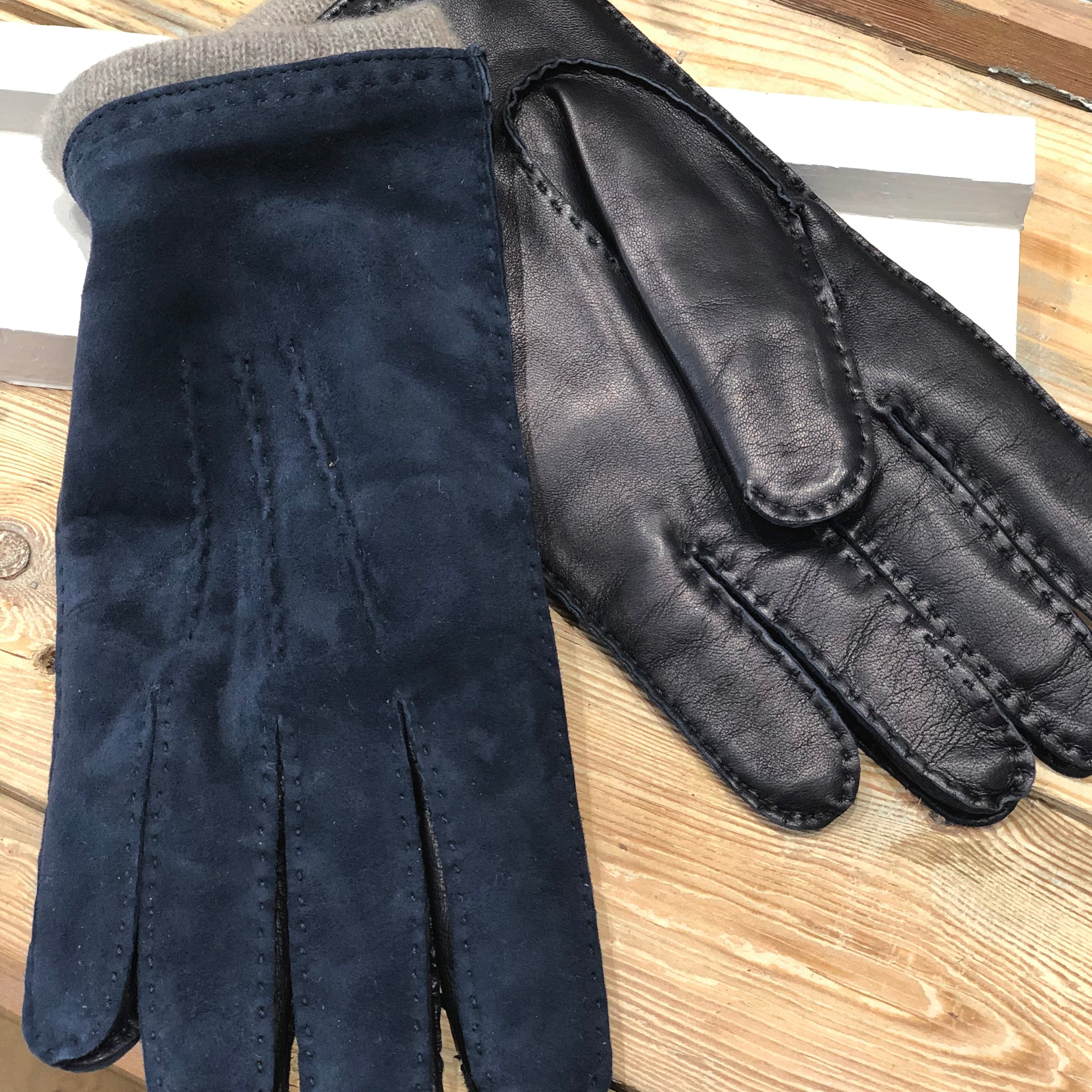 Gants Homme en Cuir bi-matière - Bleu