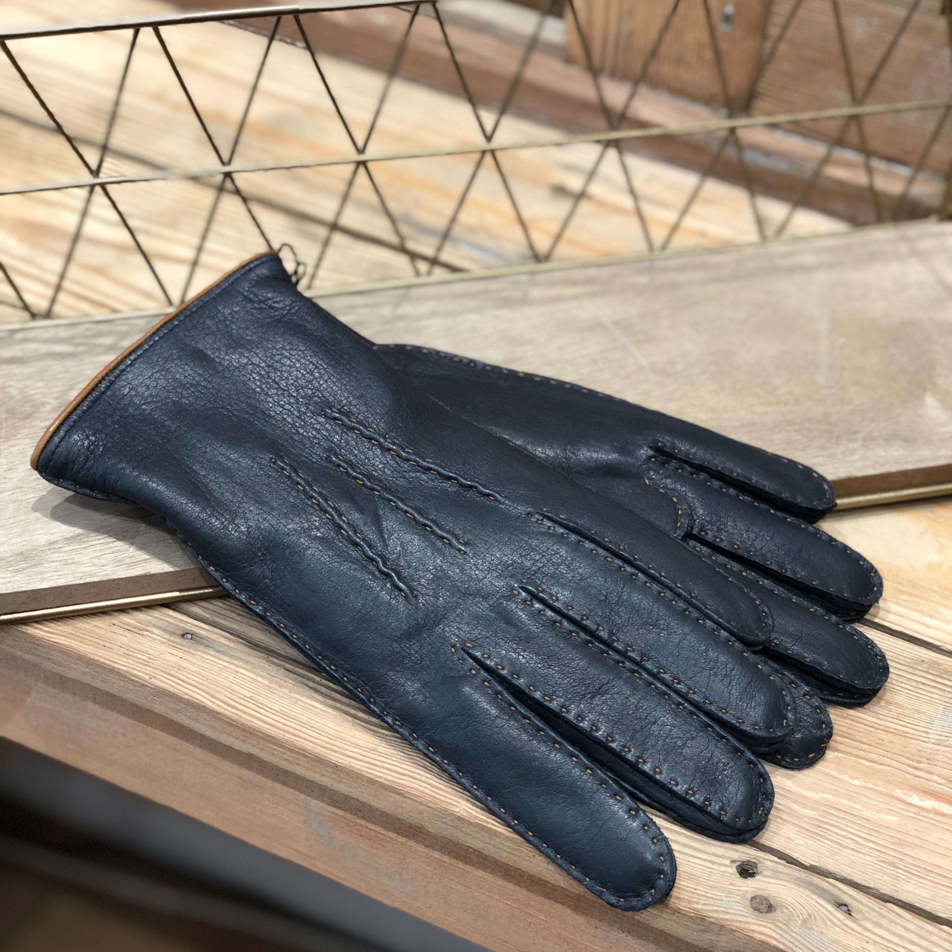 Gants Homme en Cuir lisse - Bleu/Gris