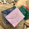 Porte monnaie Etincelle en cuir pailleté - Lilas Doré