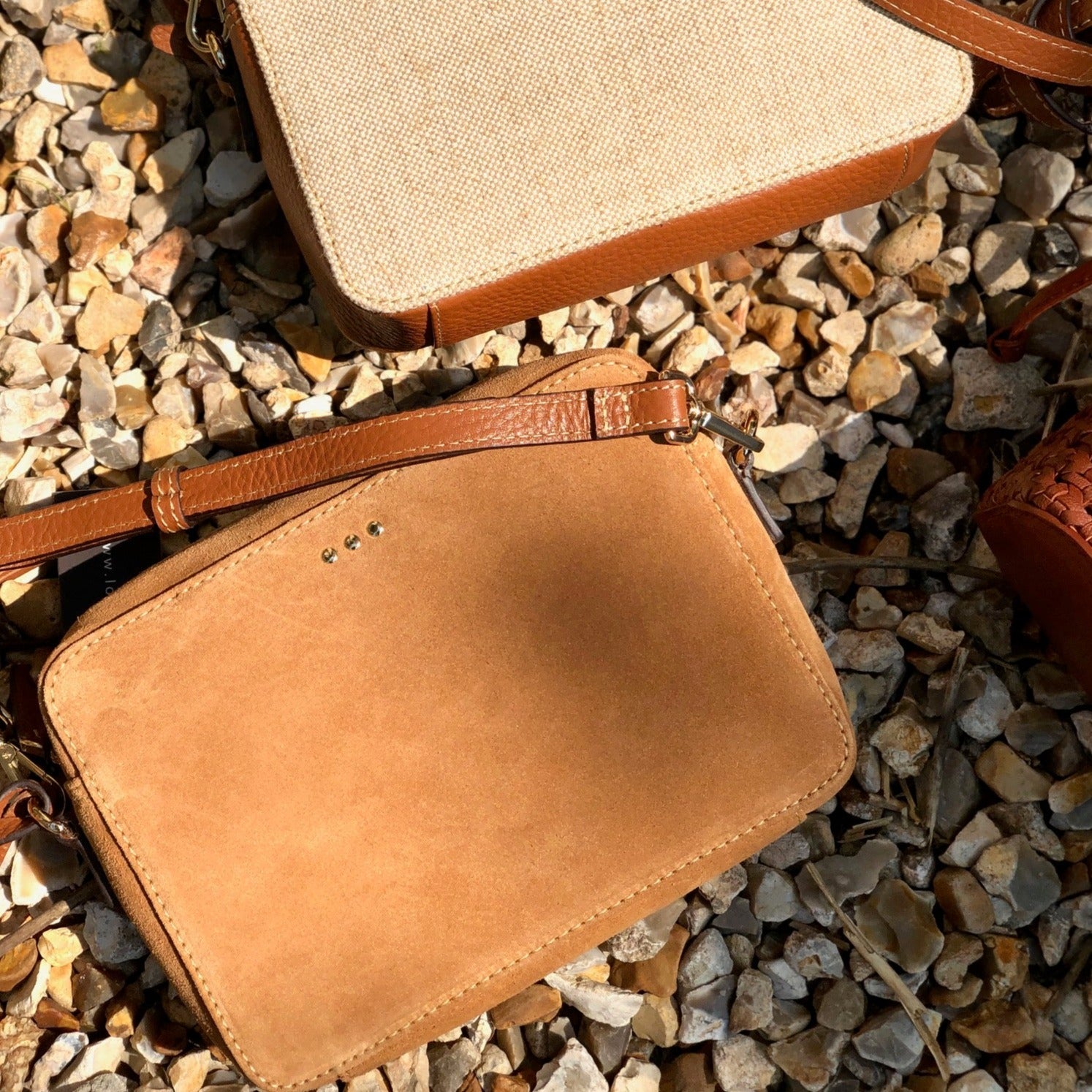 Camera Bag - Sac bandoulière en cuir velours effet daim