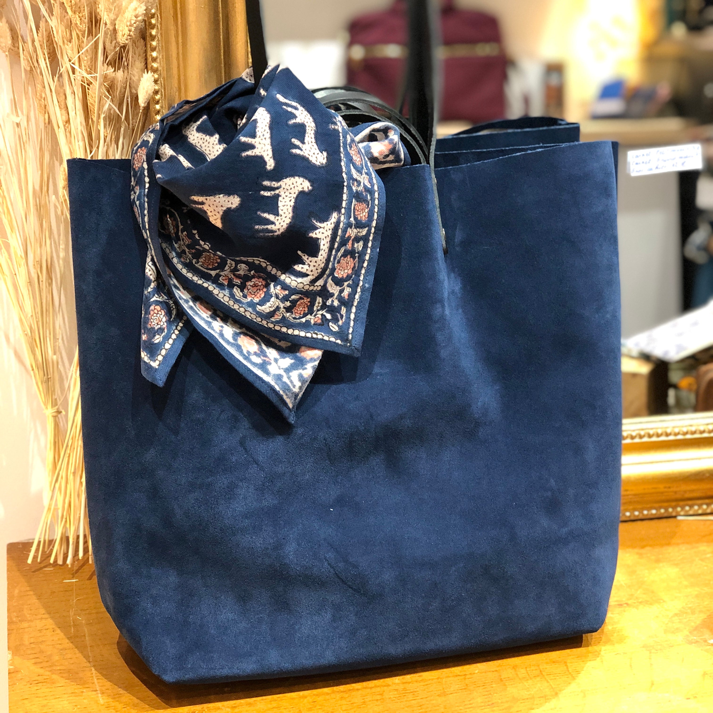 Cabas Vachette Velours - Marine