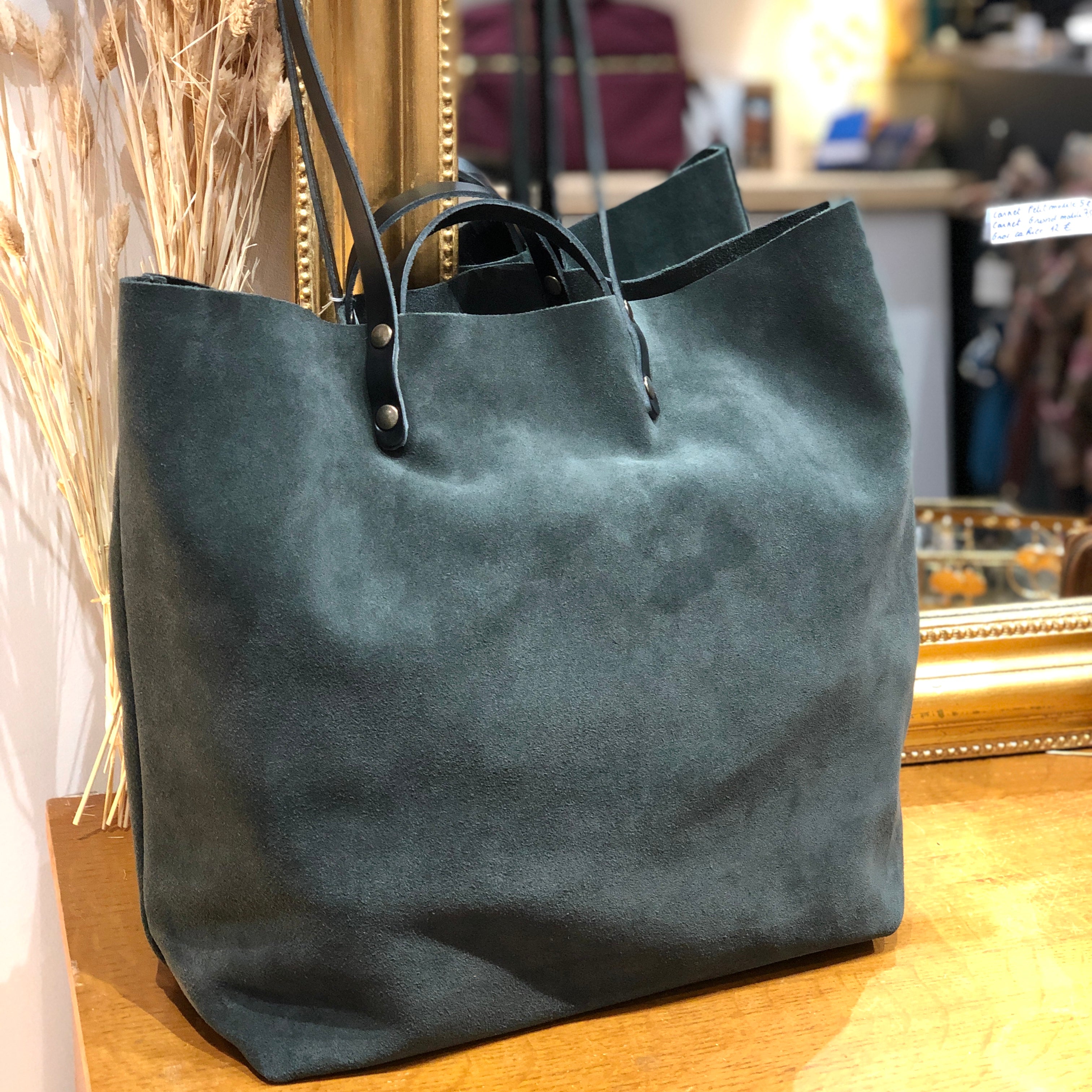 Cabas Vachette Velours - Charbon