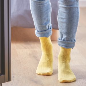Chaussette Dentelle en Coton Jaune #DE2 - Femme