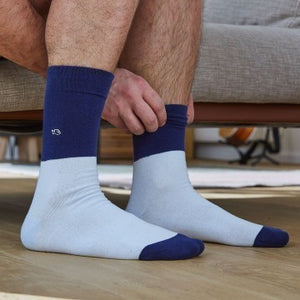 Chaussette bi-colors Bleu marine /Bleu ciel #BI1 - Homme