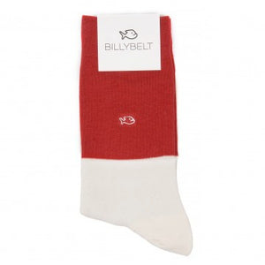 Chaussette bi-colors Rouge / Beige # BI2- Homme