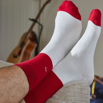 Chaussette bi-colors Rouge / Beige # BI2- Homme