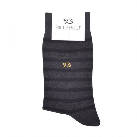 Chaussettes coton Larges Rayures Noir / Anthracite #RL10 - Homme