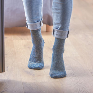 Chaussette Paillette Bleu Canard en Coton #CP3 - Femme