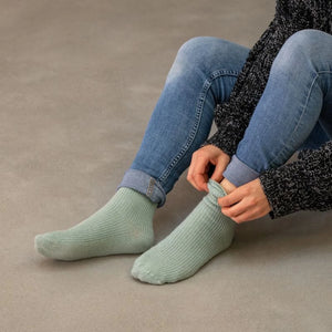 Chaussettes Vert d'eau Laine avec Angora #FLA04- Femme