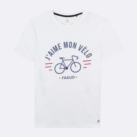 T-shirt en coton blanc "J'aime mon vélo"