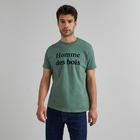 T-shirt "homme des bois" en coton Kaki